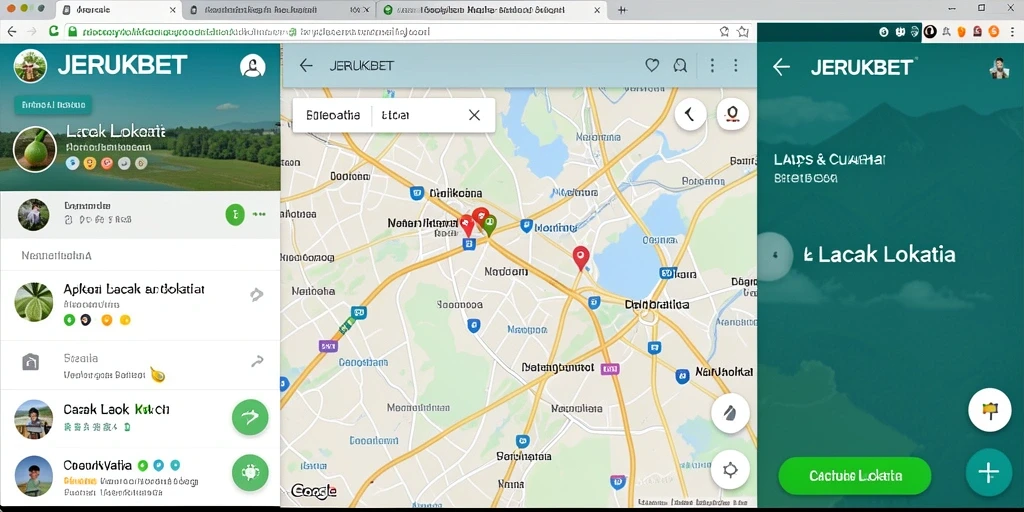 Antarmuka aplikasi JERUKBET menampilkan fitur pelacakan lokasi yang intuitif.