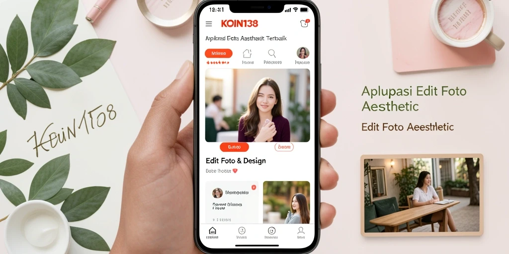 Antarmuka dan fitur unggulan aplikasi KOIN138 untuk Edit Foto Aesthetic.