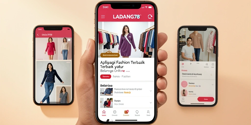 Antarmuka aplikasi LADANG78 yang menampilkan pilihan fashion terkini.