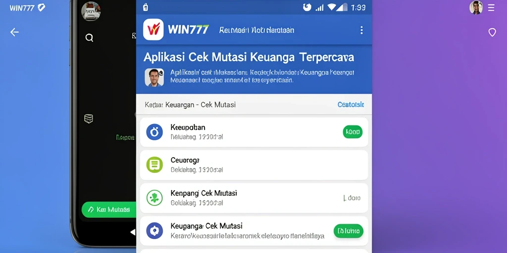 Tampilan antarmuka aplikasi Cek Mutasi WIN777 yang modern dan fungsional.
